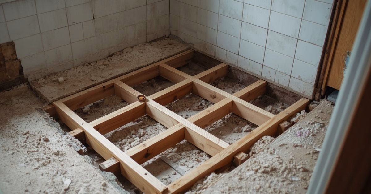 timber floor deflection in bathroom renovation